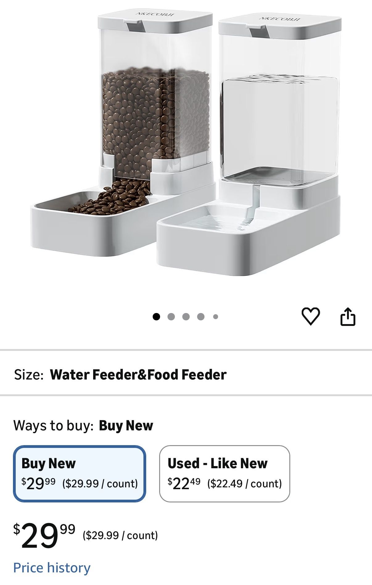 Gravity Pet Feeder and Water Dispenser Set, Automatic Dog Feeder and Dog Water Dispenser for Dogs Cats Pets Animals Large Capacity(3.8L)