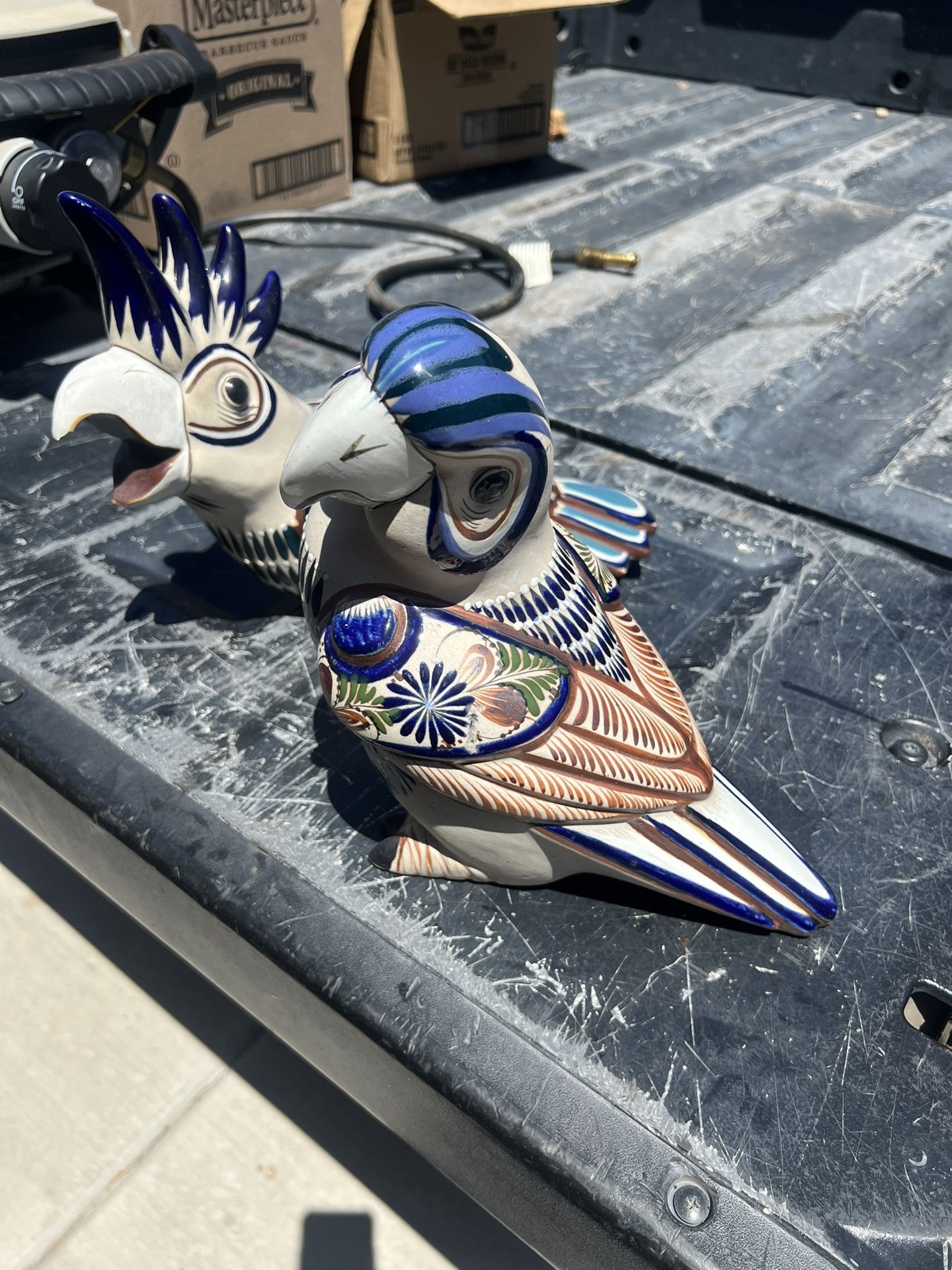 2 Large Mexico Mateo Tonala Pottery Birds