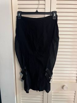 KILLSTAR Black Pencil Midi Skirt with Mesh and Buckle Details - Small