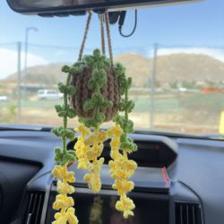 Bouquet of Yellow Flowers Pot Handmade Crochet Cute Gift Amigurumi Car Decor
