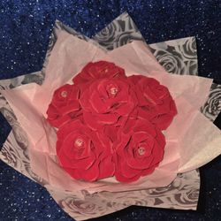 bouquet of artificial red roses,