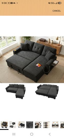 Recliner Sleeper Sofa with Storage Deep Gray