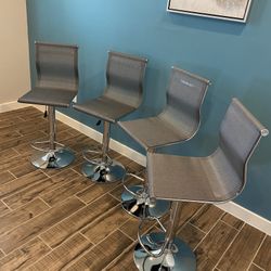 New 4 Gray Mesh Bar Stools 