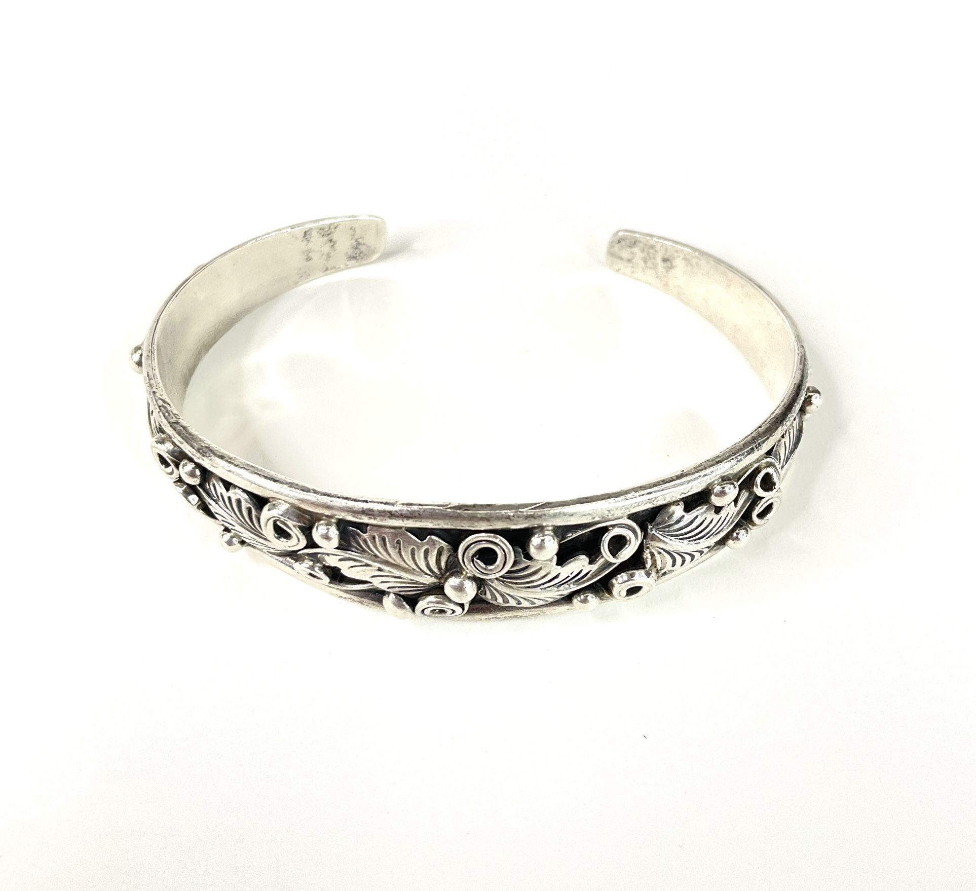 Native American Sterling Silver Cuff Bracelet By R. Shakey