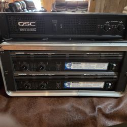 QSC and MACKIE  power  amplifiers 