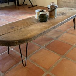 Wooden midcentury Coffee Table style with Metal Legs