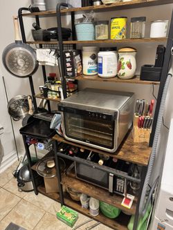 kitchen Bar And Table With Wine Rack. Microwave Cart