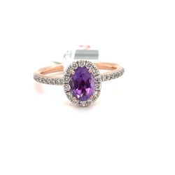 14kt Rose Gold Diamond Amethyst Ring .77ct Am, .33ctw Dia Size 7 147923 1