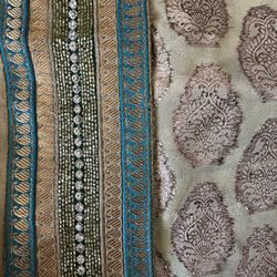 Silk Blue & Creme Sari