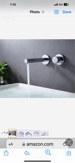Wall Mount Faucet for Bathroom Sink, Modern Chrome Bathroom Faucet Single Handle with A17 ch