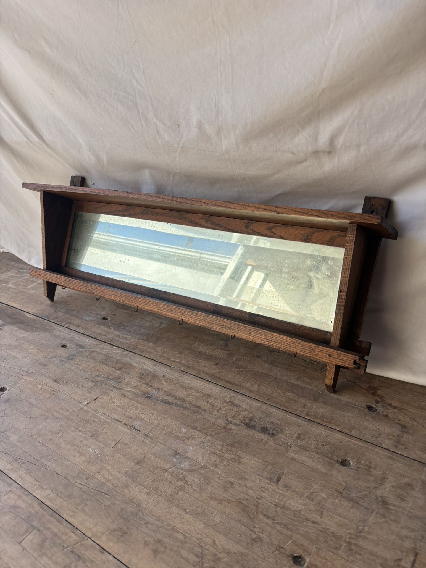 Small Hallway Oak Mirror Shelf