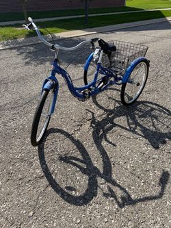 Schwinn Adult Tricycle 26 in Blue Step-Through Cruiser Bar w/ Basket