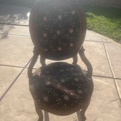 Beautiful Brown Floral Antique Chair - Great Shape
