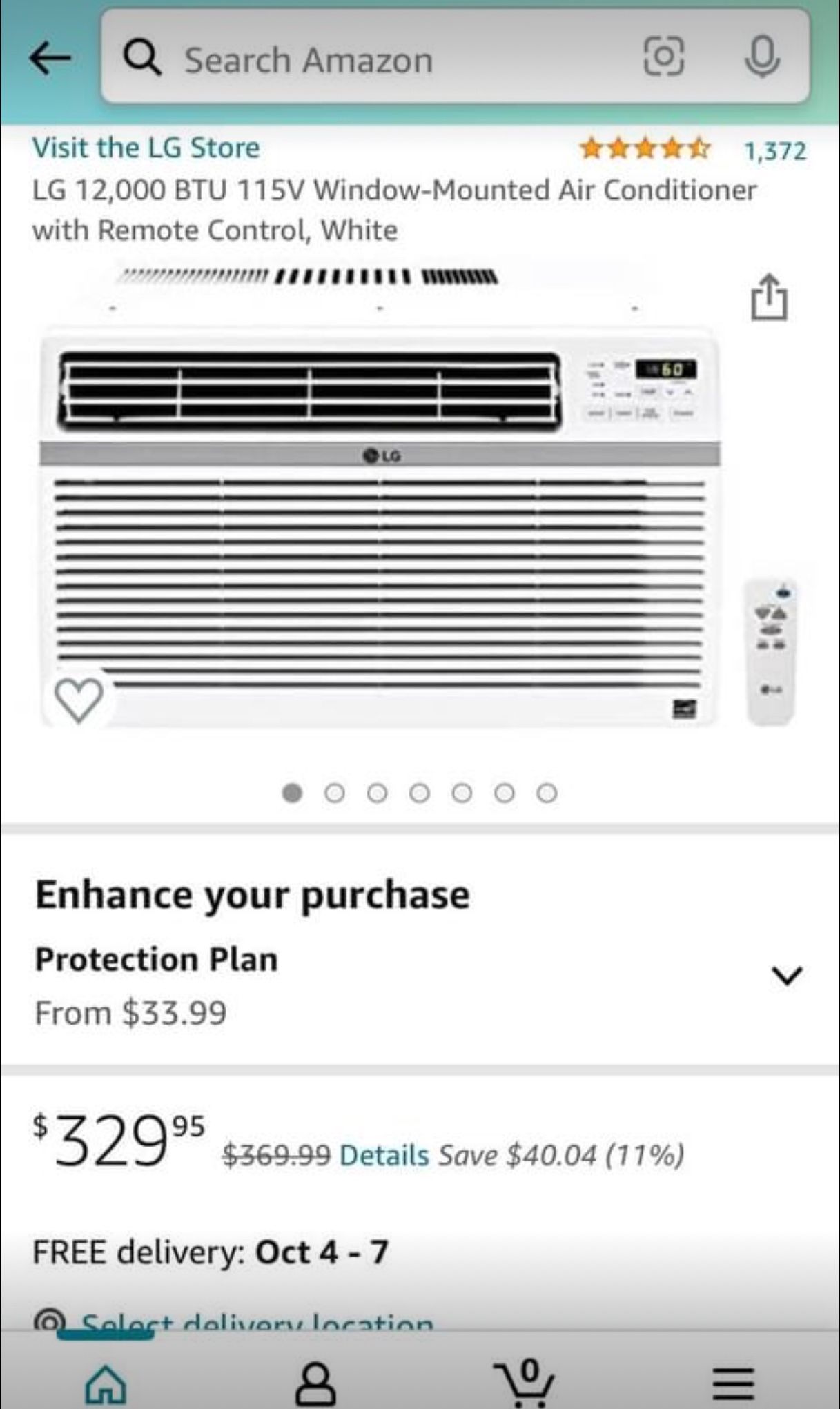 LG 12,000 BTU 115V Window-Mounted Air Conditioner with Remote Control