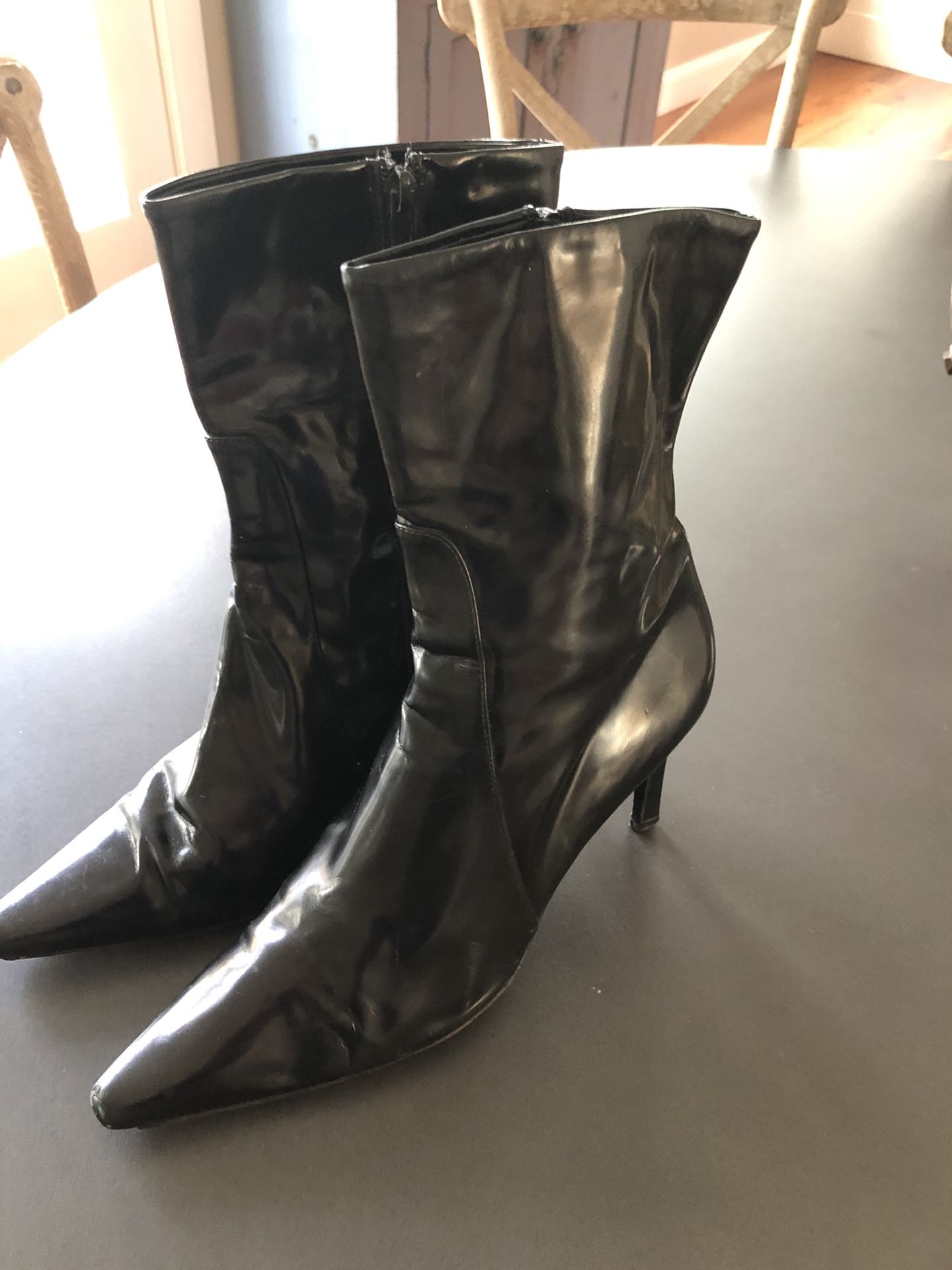 Burberry black patent boots