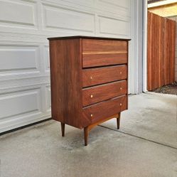 1960s Mid Century Walnut Highboy Dresser Tapered Legs