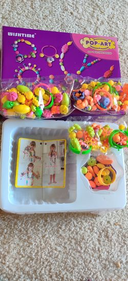 Pop Beads Girls Toy 180 Pieces Jewelry Kit Fashion Fun for Necklace Ring Bracelet Art Kids Crafts