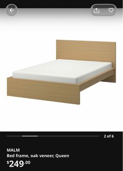 IKEA Malm Oak Queen Bed Frame