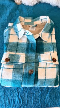 Turquoise and White Flannel Jacket
