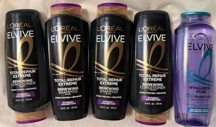 NEW L'Oréal Elvive Shampoo & Conditioner - $4 per bottle   Available Types Include:  —(2) L'Oréal Elvive Total Repair Extreme Renewing Shampoo —(2) L'