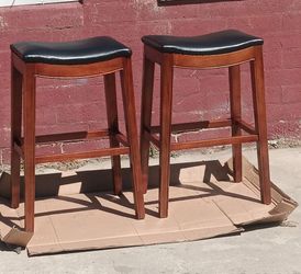 2 WOOD STOOLS (MEASUREMENTS ARE IN LAST PICTURES)