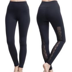 LA Society back mesh lace tie detail women’s leggings Size Medium 