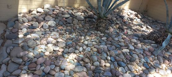River Rock all over the property