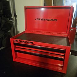 U.S. General 2-Drawer Mini Steel Toolbox / Desktop Organizer – Red (Like New)