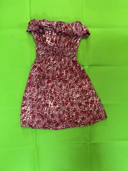 Strapless Smocked Floral Dress – Burgundy & Cream