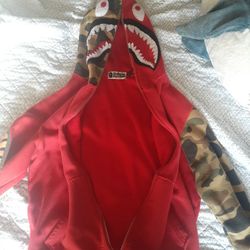 Red Fullzip Bape Shark Hoodie