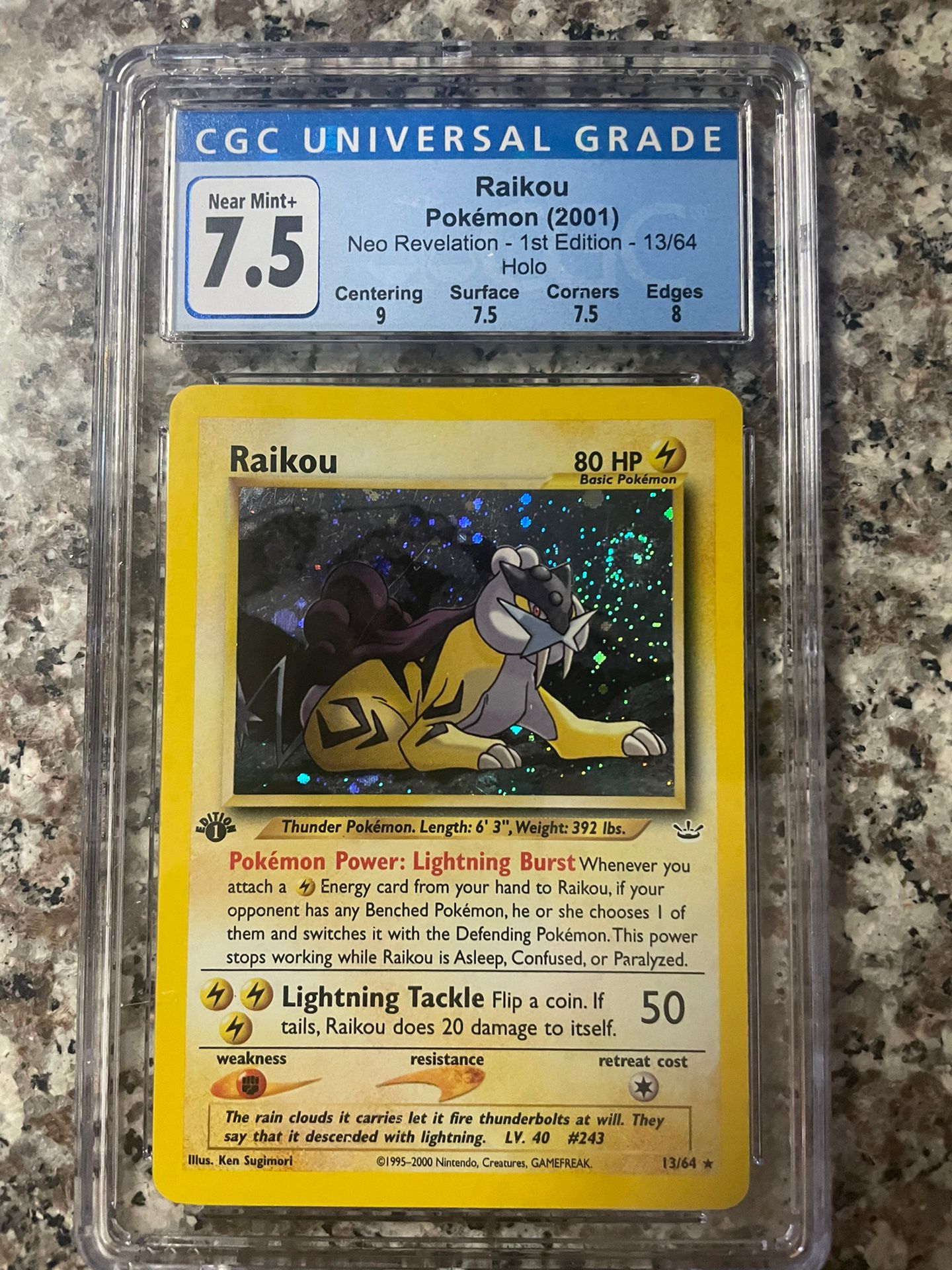 Raikou 1st Edition Neo Revelations 13/64 CGC 7.5 With Swirl