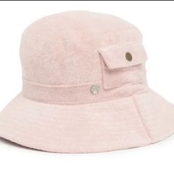 Vince Camuto Terry Light Pink Pocket Lined Bucket Hat