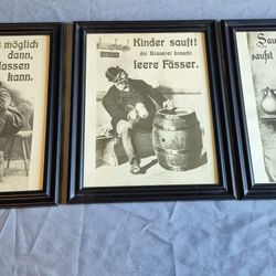 Humorous Vintage German Pub Prints With Frames