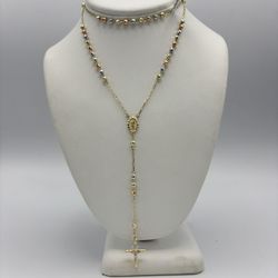 Tri Color 14kt Gold Rosary