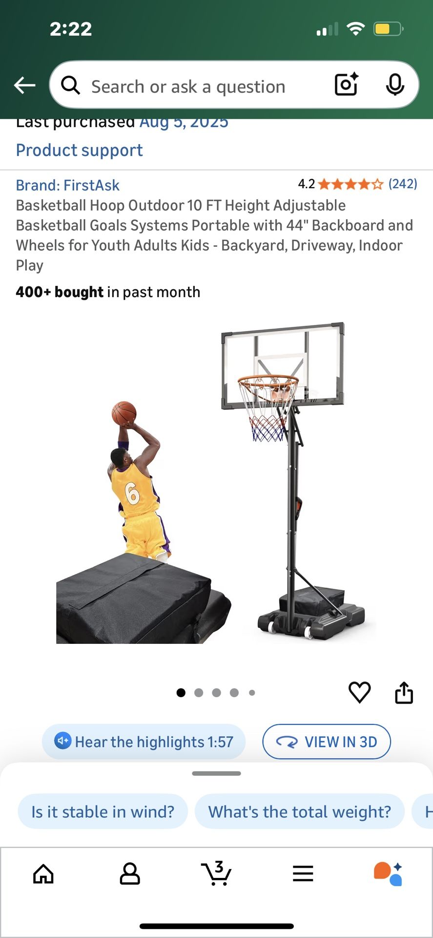 Basketball Hoop Adjustable New From Amazon