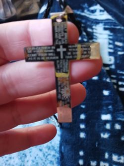 Stainless Steel Cross Pendant With Lord's Prayer