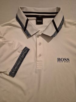 Men's White Hugo Boss Polo Shirt Size Large