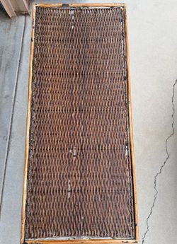 Vintage Wrought Iron and Wicker Console Table