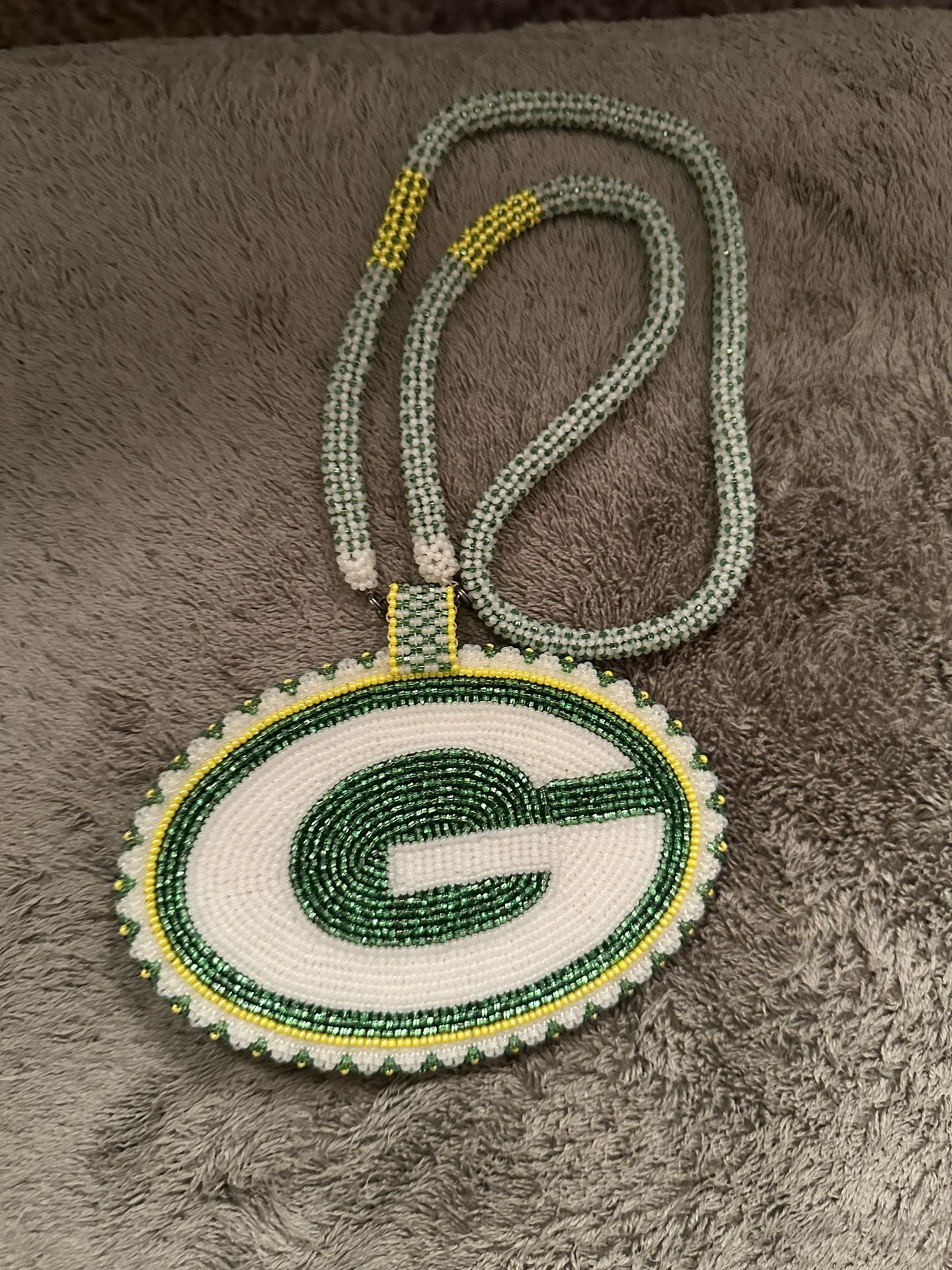 Green Bay Hand Beaded Necklace 