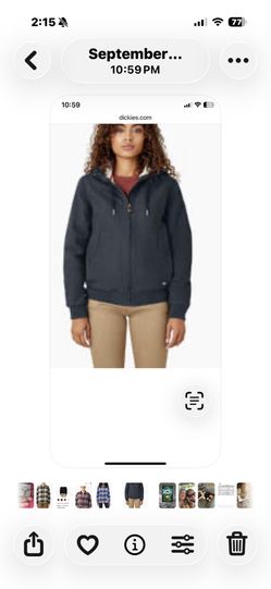 Woman Dickies Medium Fleece Canvas Jacket Nwt