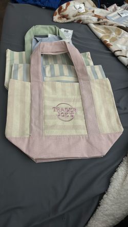 Trader Joes Mini Tote Bags Pastel Striped