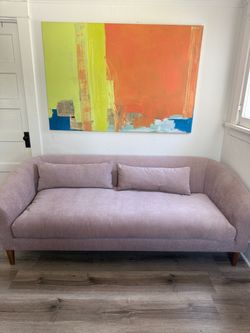 West Elm Parlor Sofa - Velvet, Mauve/Light Pink [LIKE NEW - MOVING]
