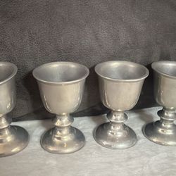 Vintage Pewter Milton Tavern/wine Glasses (4)