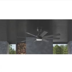 Home Decorators Collection Celene II 62 in. Indoor/Outdoor Matte Black Ceiling Fan Integrated LED - NEW
