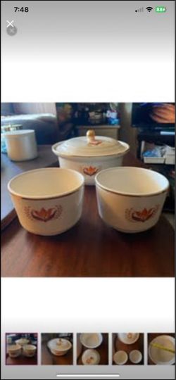 7 Pieces Vintage Bakerite Modern Tulip with 22k gold trim. Great condition
