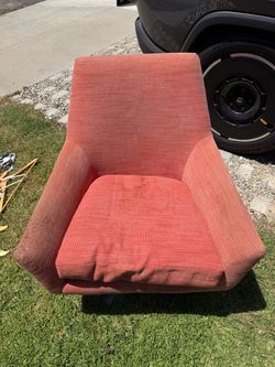 Free West Elm Mid Century Modern Orange Swivel Chair