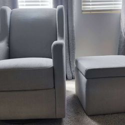 (Like New) Rocking Chair With Storage Footrest