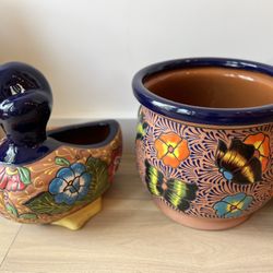 Talavera Style Clay Pots