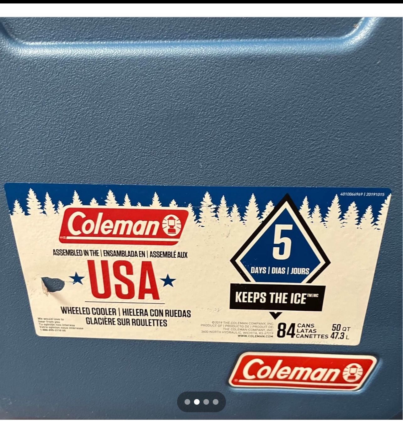 Coleman Xtreme 50qt Wheeled Cooler, Extra-Walled Insulation Keeps Ice up to 5 Days, Portable Rolling Hard Chiller