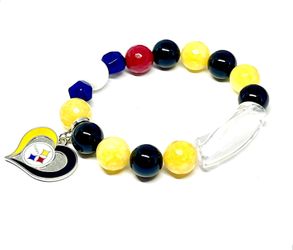 Pittsburgh Steelers Beaded Charm Bracelet 